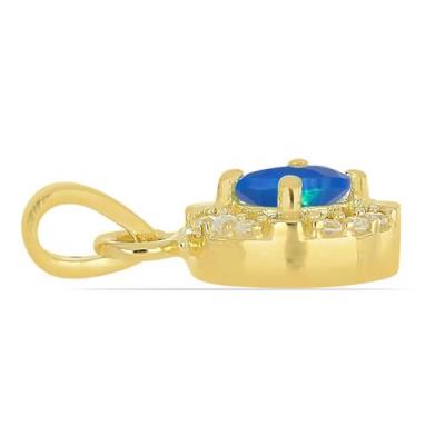 BUY REAL APATITE GEMSTONE GOLD PLATED HALO PENDANT IN 925 SILVER